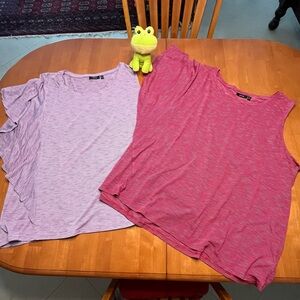 APT 9 set of TWO Asymmetrical Ruffled Tops